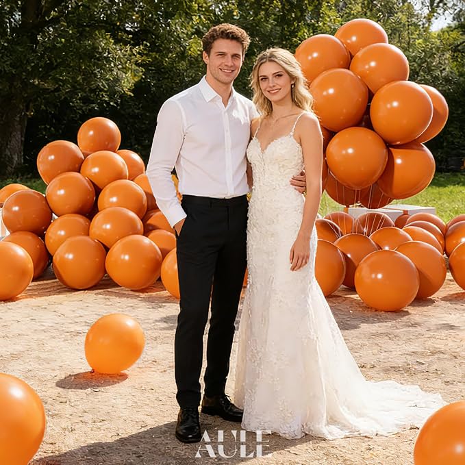 AULE 50Pcs Latex 12 Inch Burnt Orange Balloons | Helium Party Happy Birthday - Image 4