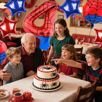 40 Inch Spider Theme Number Balloon, Number Block Foil Number 4 Balloons Large - Image 7
