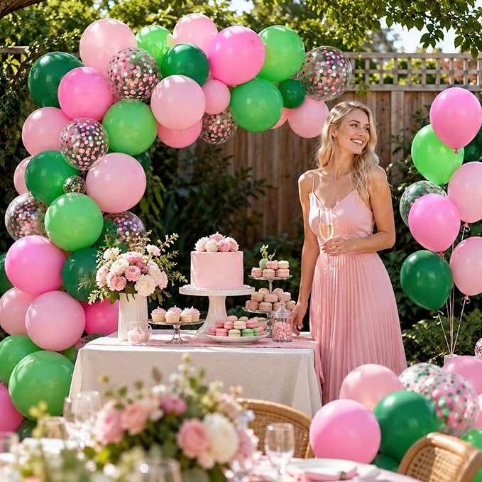Pink and Green Balloons, for Girls Birthday Baby Shower Wedding Spring and - Image 8
