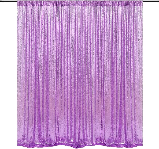 Lavender Sequin Backdrop Curtain 1 Panel 10FTx10FT | Glitter Sequence Drapes by HMQIANG