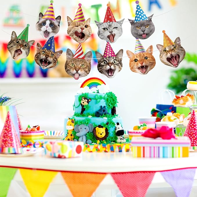 Hooqict Cat Birthday Banner Birthday Party Decorations - Image 2