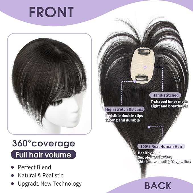 14 Inch Hair Topper for Women with Thinning Hair, Lightweight & Add Volume Hairpiece for White HairRoots Cover, Changing Hairstyle, Trendy and Comfortable Design