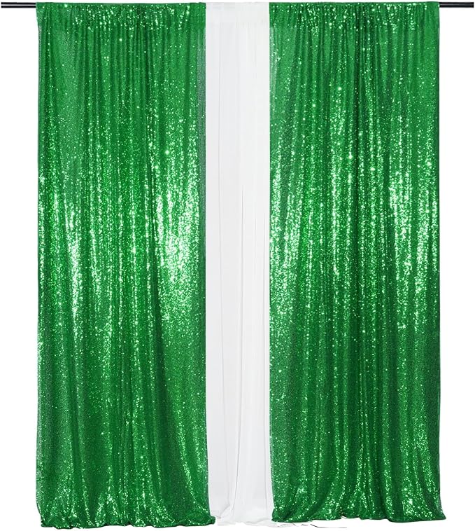 Eternal Beauty Green Sequin Backdrop Curtains, 2 Panels 2x8FT | 3mm Sparkle - Image 9