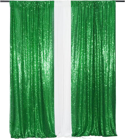 Eternal Beauty Green Sequin Backdrop Curtains, 2 Panels 2x8FT | 3mm Sparkle - Image 9