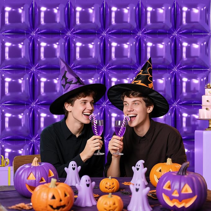NISOCY 36PCS Metallic Purple Square Foil Balloons Wall Backdrop | Double Sided - Image 7