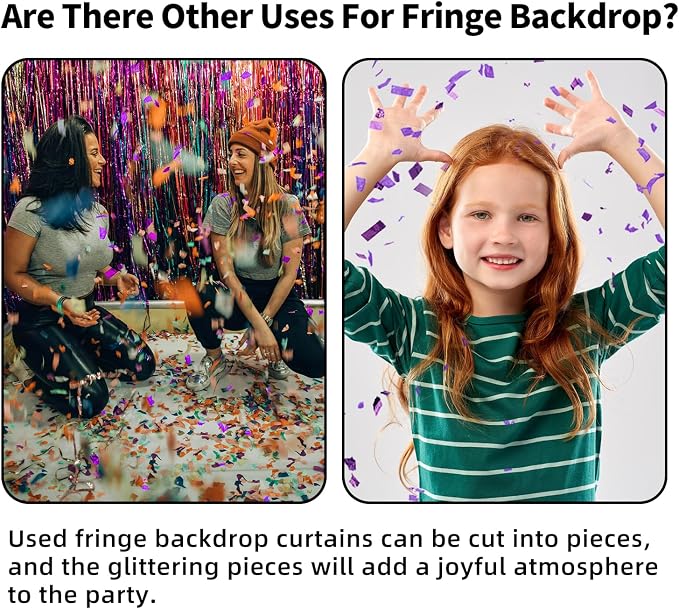 JINSUI Purple Fringe Backdrop 3.3x8.2ft, 2 Pack Streamers Party Decorations | - Image 8