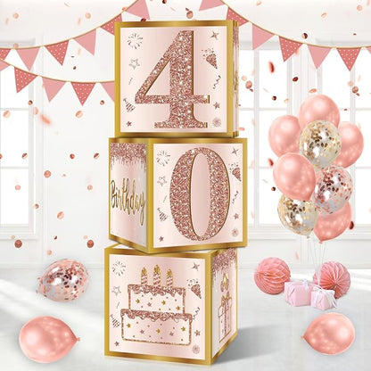 Guiruiy 3Pcs 40th Birthday Decorations Balloon Gift Boxes by Guiruiy