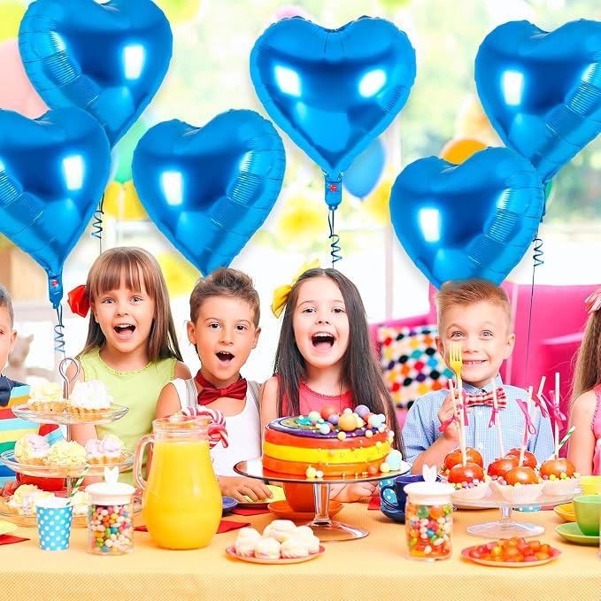 12 Pcs Blue Heart Balloons, 18 Inch Heart Foil Balloons Love Balloon Valentine - Image 6