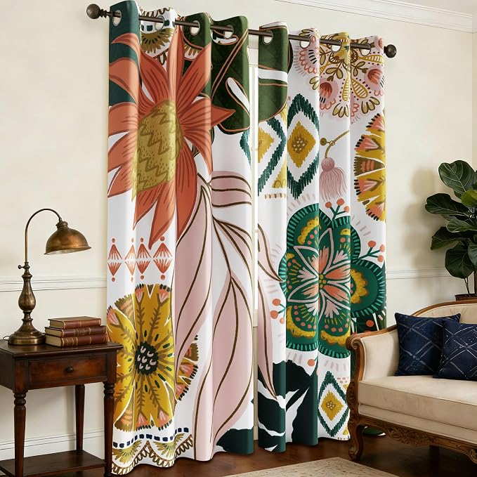 Tyrot Boho Floral 100% Blackout Curtains - Image 2
