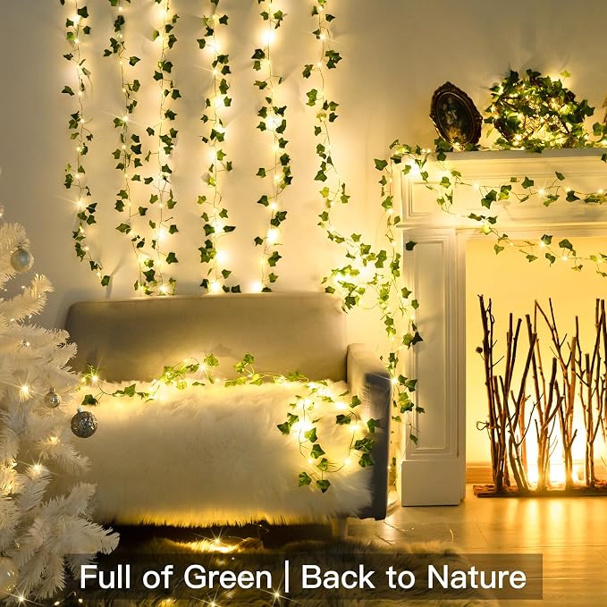 33FT 100LED Pothos Vine Fairy Lights Battery Operated Copper Wire | String - Image 9
