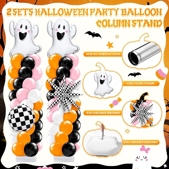 Kasyat 2 Sets Pink and Orange Halloween Balloon Arch Kit - Image 3