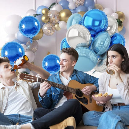 20PCS 18 Inch Round Foil Balloon, Light Royal Blue Silver Round Shaped Balloons - Image 7