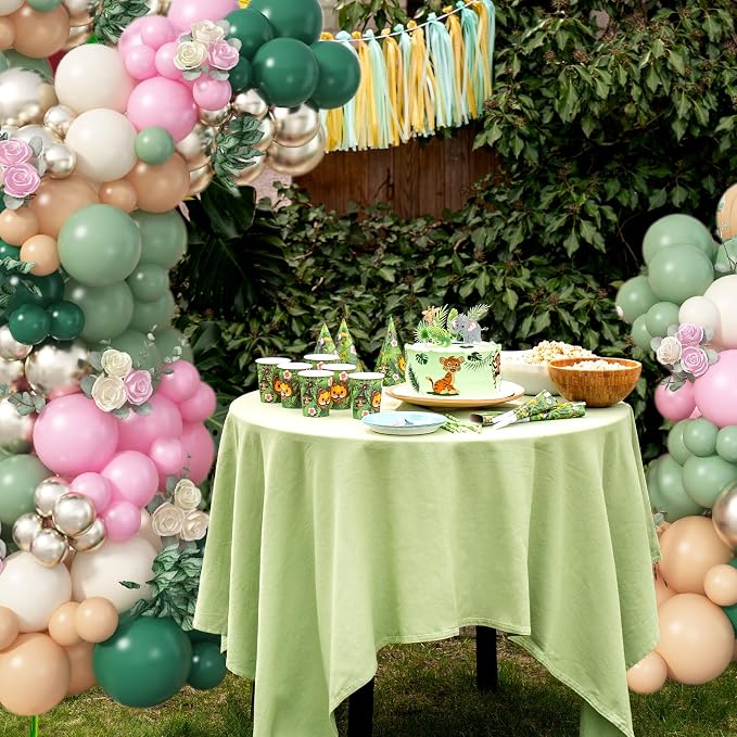 128Pcs Sage Green and Pink Balloon Arch Kit - Image 9