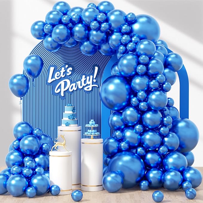 Awenztech 122pcs Metallic Blue Latex Balloons in 18 12 10 5 inches | Graduation by Awenztech