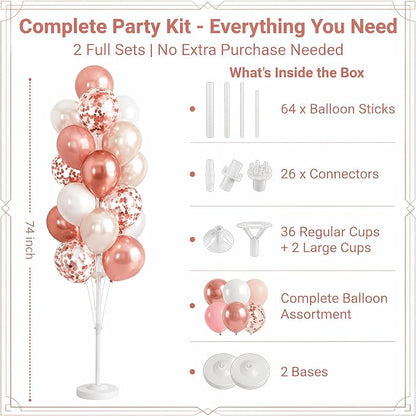 HIINS Rose Gold White Balloon Stand Kit Set of 2 - Image 2
