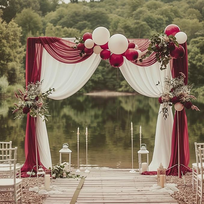 Wedding Arch Draping Fabric Backdrop Drapes 6 Panels, Burgundy | 28.7"x20FT - Image 3