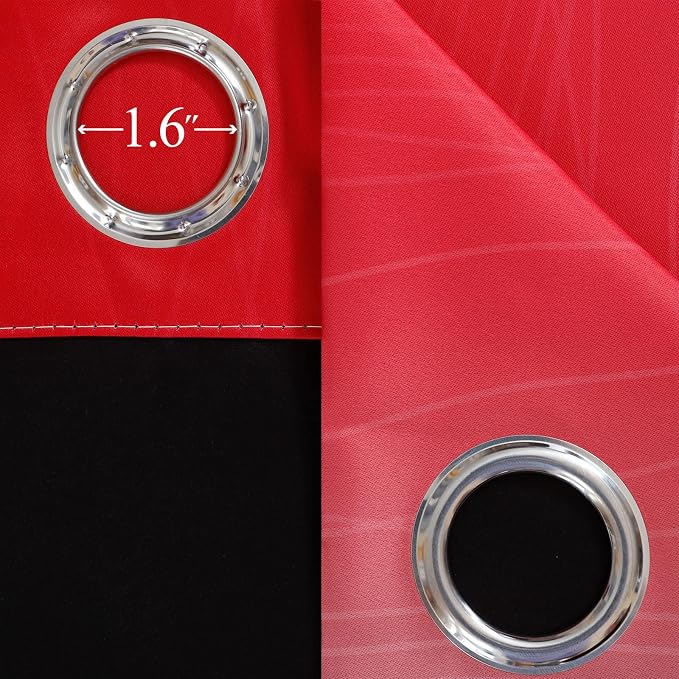 Ombre Red and Black Curtains 54 Inch Length 2 Panels, 100% Blackout Curtains - Image 7