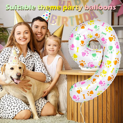 40 Inch Multi-color Dog Paw Birthday Balloons, Numeral 9 Birthday Balloons - Image 3