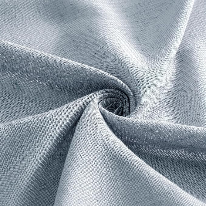 MIULEE Chambray Blue Linen Curtains 52x63 Inch Long - Image 8