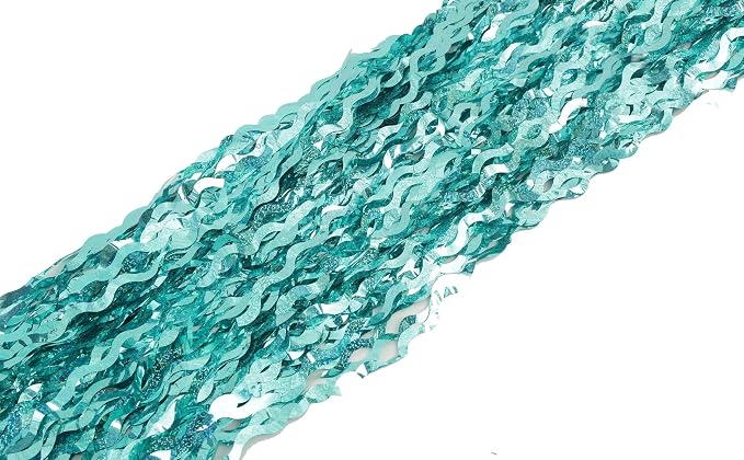 4 Pack 3.3 ft x 6.6 ft Wavy Sparkle Aqua Teal Blue Foil Curtain - Image 7