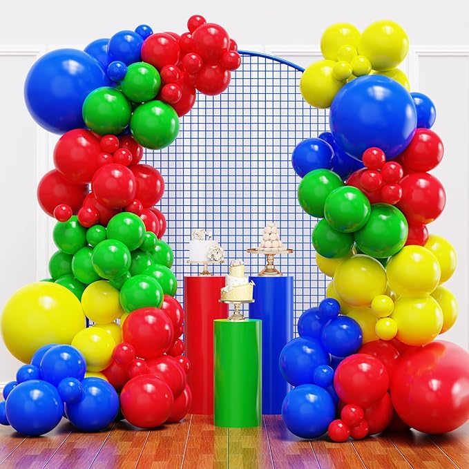 YMSZ Red Blue Green Yellow Balloons, Different Size, by YMSZ
