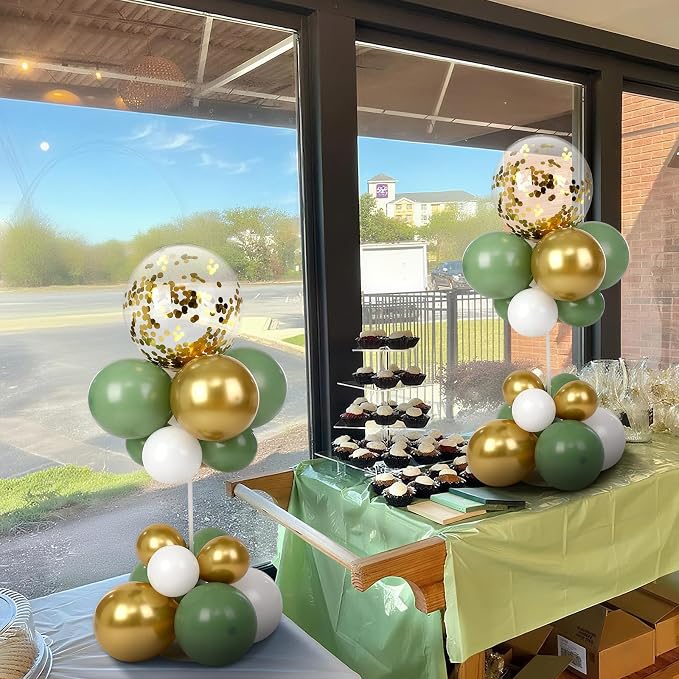 8 Sets Sage Green Balloon Column Table Centerpiece Reusable Table Balloon Tower - Image 4