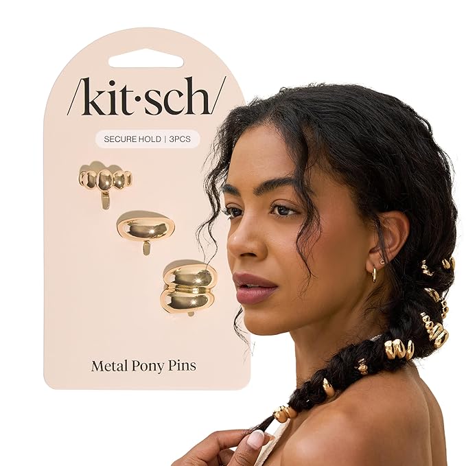 Kitsch Gold Hair Jewelry for Braids - Lightweight Metal Hair Pins for Women - Stackable Gold Hair Accessories for Everyday or Special Occasions | Ideal Gifts for Women - 3pc Set