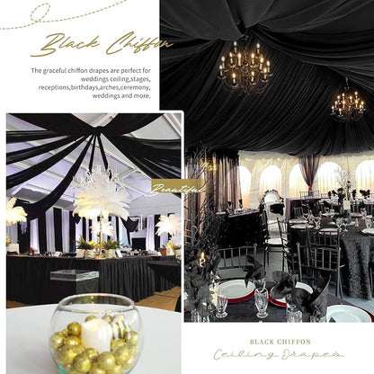 8 Panels Black Ceiling Drapes for Wedding Ceiling Drapes 5ftx20ft Wedding Arch - Image 5