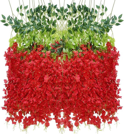 Artificial Wisteria Hanging Flowers Fake Wisteria Flower Garland Silk Vines by WONICE