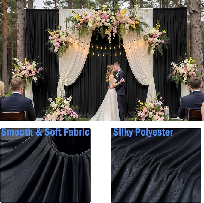 50ft x 15ft Black Backdrop Curtains - Image 2