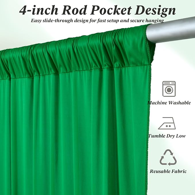 10 ft x 10 ft Wrinkle Free Green Backdrop Curtain - Image 7