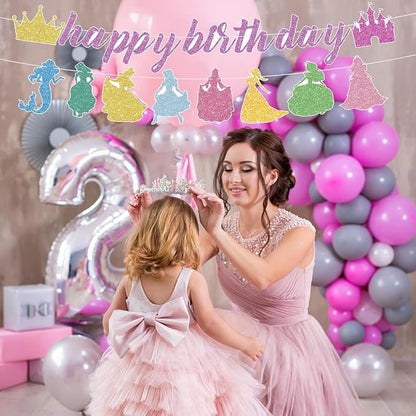 Princess Birthday Banner Glitter Happy Birthday Banner Princess Banner Garland - Image 8