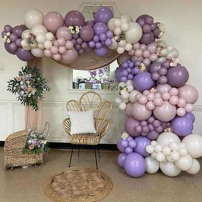 Dusty Purple Balloons Garland Arch Kit, Lilac Retro Pink Sand White Balloon - Image 5