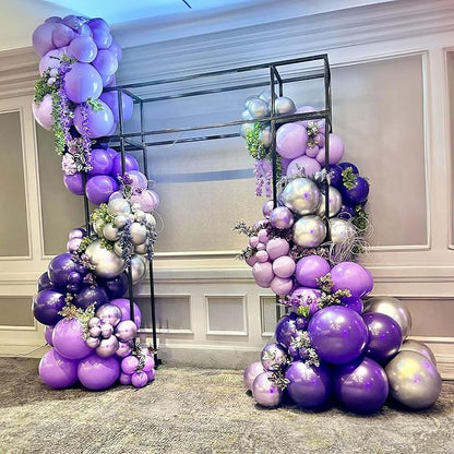 Purple Silver Balloons, 12 Inch Metallic Purple Silver Balloons Light Purple - Image 6
