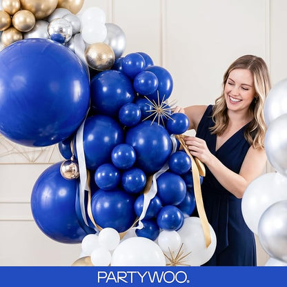 PartyWoo Royal Blue Balloons 101pcs Dark Blue Latex Helium Balloons 12 Inch | - Image 9