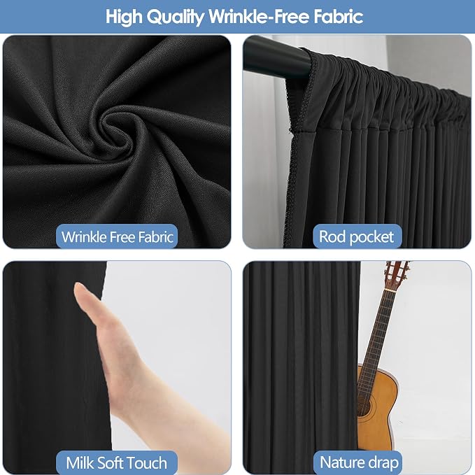 40x10ft Wrinkle-Free Black Backdrop Curtain - Image 4
