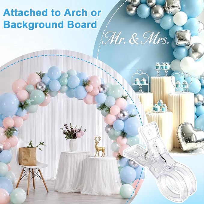 15 Pack Balloon Arch Clips, Transparent Plastic Spring Clamps - Image 4