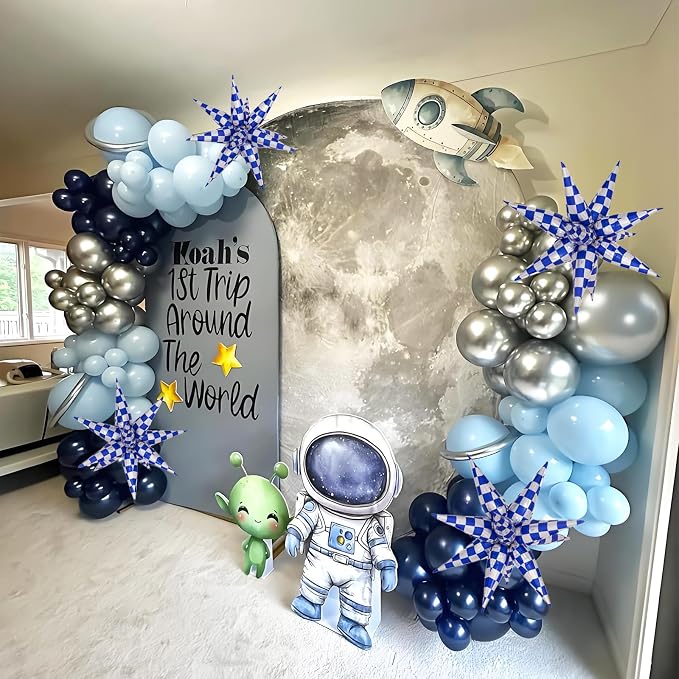 Blue Gingham Balloons Check Balloons Gingham Birthday Party Decorations - Image 4