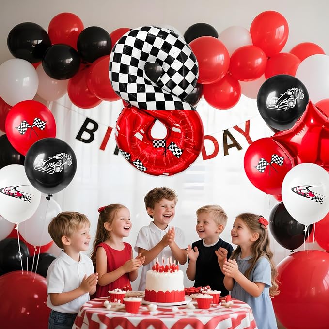 1 pack racing theme 40-inch digital foil balloon, featuring black and white - Image 6