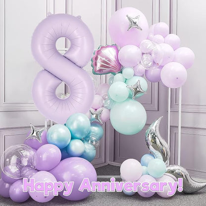 Light Purple Number 8 Balloon, 40 Inch Big Large Foil Helium Number Balloons - Image 6