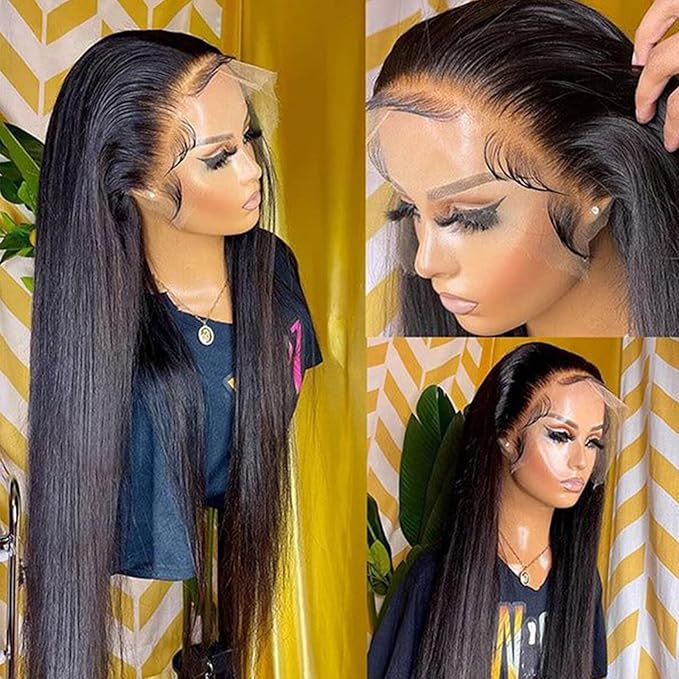 Lemoda SKINLIKE Real HD Lace Wigs 210% Density Straight 13x4 Full Lace Frontal Wigs 15A Brazilian Straight Virgin Human Hair Lace Front Wig 20inch Invisible 0.1mm Ultra-thin Frayed Ends Tiny Knots