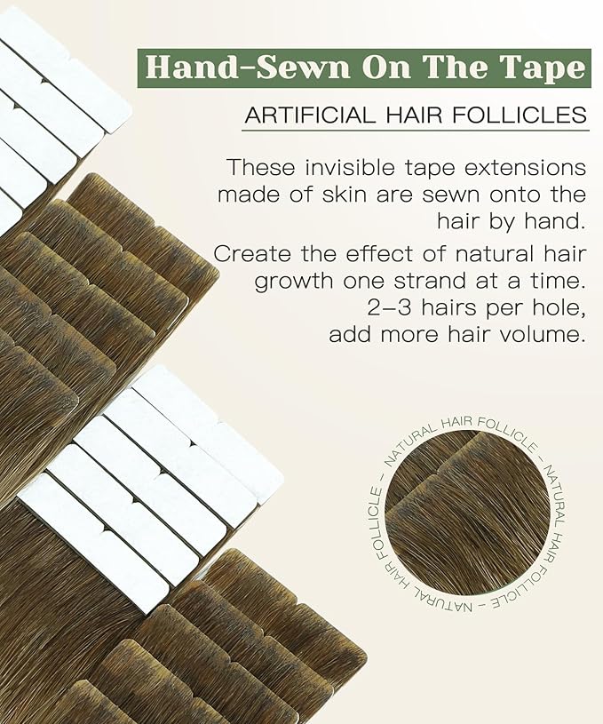 SURNEL Injected Tape in Hair Extensions Balayage Walnut Brown to Ash Brown and Golden Blonde Invisible Tape in Extensions Human Hair 14inch 20Pcs 30g(#3822,14)