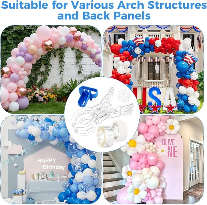 46Pcs Balloon Arch Clips Set Includes 20 3.5" Large Clear Backdrop Clips - Image 6