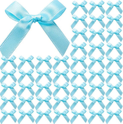 YGDZ 50 PCS Mini Blue Bows, Light Blue Satin Ribbon Bows, Small Bows by YGDZ