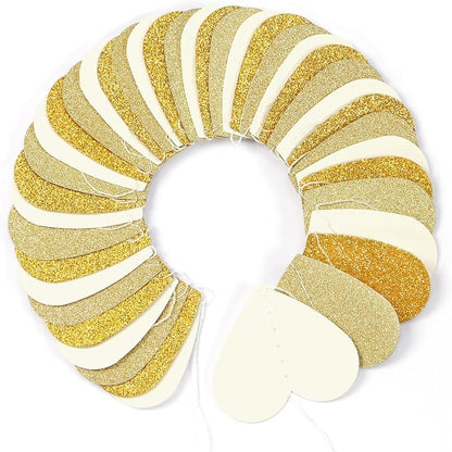White-Gold Champagne Party-Decorations Heart Streamers Garland - 52Ft Christmas - Image 3
