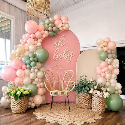 Pink and Sage Green Balloons Arch Kit - Image 6