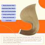Full Shine Hair Extensions Real Human Hair Tape in 14 Inch Balayage Color 10 Brown Fading to 14 Golden Blonde Seamless Skin Weft Human Hair Tape in Extensions 20PCS 50 Grams Remy Brazilian for Women
