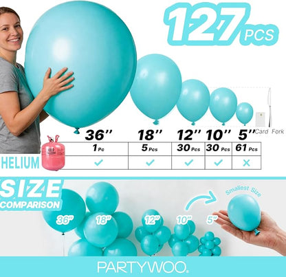 PartyWoo Teal Balloons 127pcs Turquoise Dark Teal Color 5 Inch | Balloons - Image 6