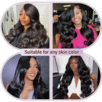32Inch Wigs Human Hair 180% Density 13x6 Body Wave Lace Front Wigs Human Hair Pre Plucked for Women HD Transparent Lace Frontal Wigs Natural Glueless Wig