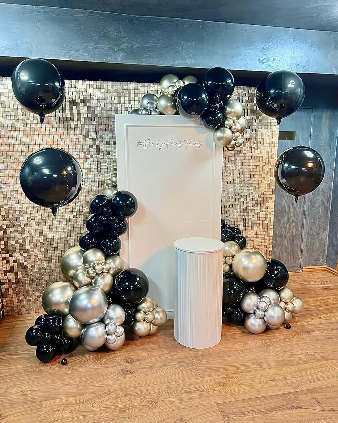 12 Pcs Black Foil Balloons, Different Size Metallic Black Balloons - Image 3